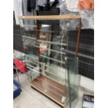 A GLASS SHOP DISPLAY UNIT WITH FIVE GLASS SHELVES