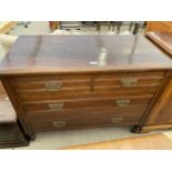 A VICTORIAN SATINWOOD CHEST OF TWO SHORT AND TWO LONG DRAWERS, 41" WIDE