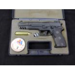 A CASED .177 CALIBRE R.W.S. MOD C225 TARGET CO2 AIR PISTOL, 12CM BARREL, SERIAL NUMBER EZ370419