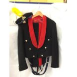 A ROYAL ARTILLERY MESS UNIFORM COMPRISING JACKET AND TROUSERS AND A LANCASHIRE FUSILIERS BERET