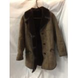 A FUR LINED SUEDE BUTTON FRONT JACKET SIZE 16