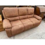 A MODERN LEATHER THREE SEATER SETTEE