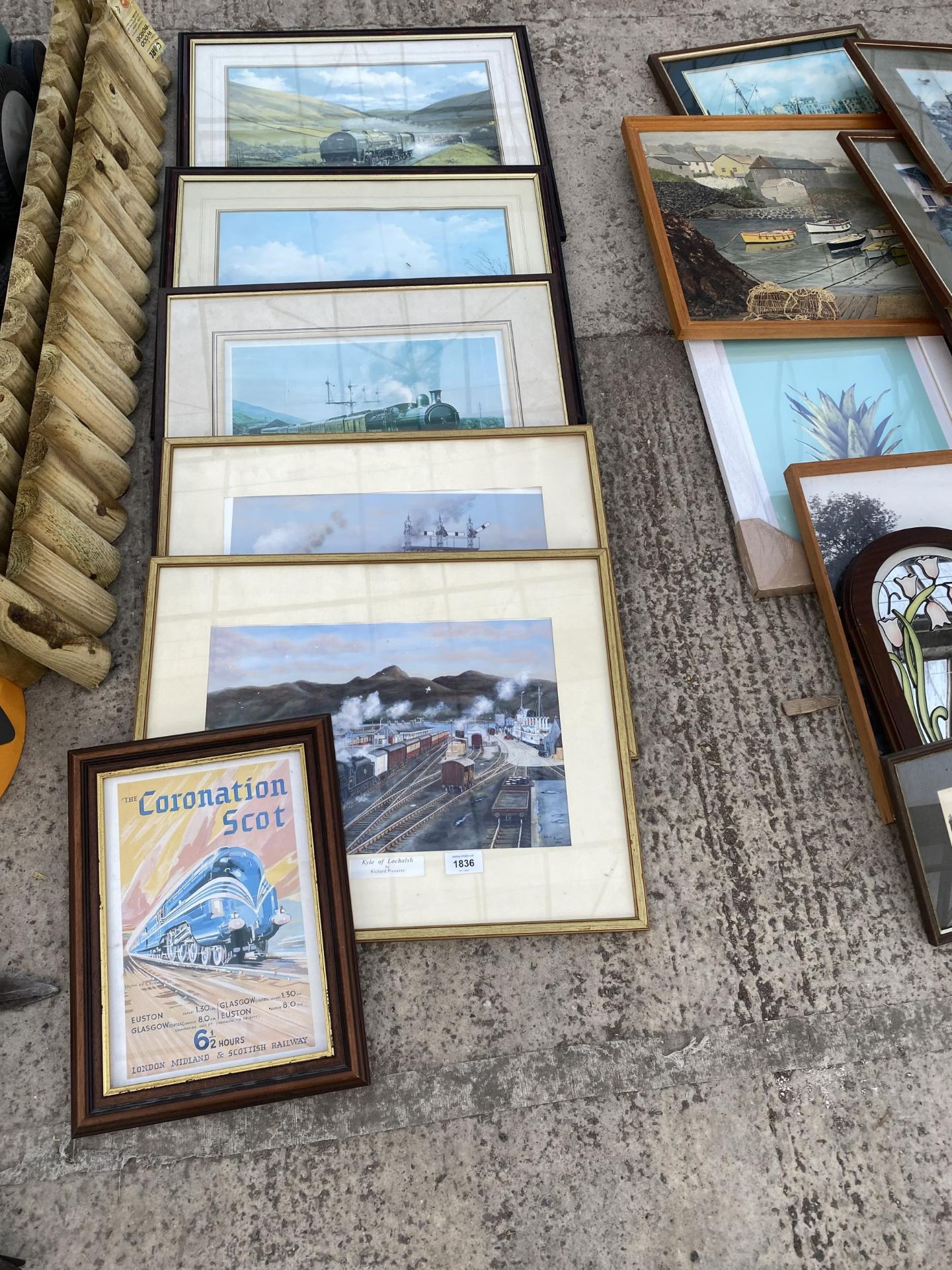 AN ASSORTMENT OF FRAMED LOCOMOTIV PICTURES