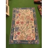 A KASHMIRI HAND STITCHED WOOL CHAIN RUG 107CM X 72CM