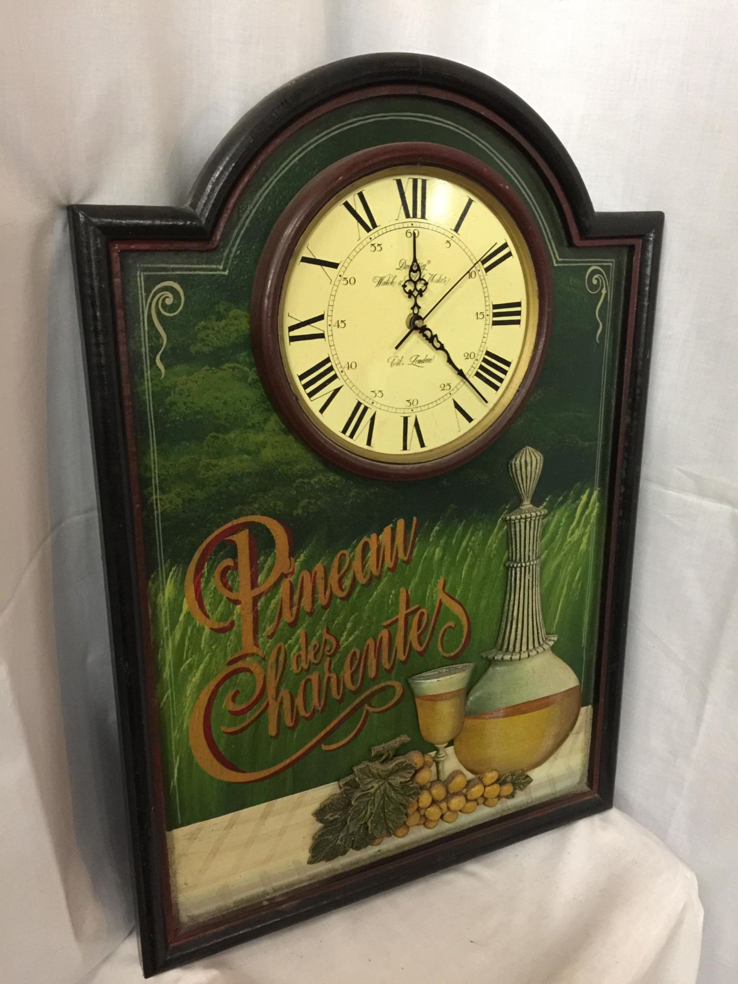 A PINEAU DES CHARENTES ADVERTISING BOARD WITH CLOCK - Image 2 of 5
