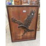A FRAMED COPPER ETTCHING OF AN EAGLE
