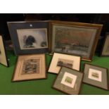 A QUANTITY OF PICTURES TO INCLUDE A HAND TINTED PICTURE OF SHAKESPEARE'S HOUSE AND TWO SIGNED