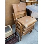 FOUR BENTWOOD STACKING CHAIRS