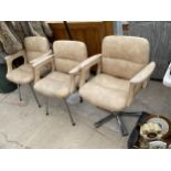 THREE LEATHER EFFECT CHAIRS TO INCLUDE ONE SWIVEL CHAIR