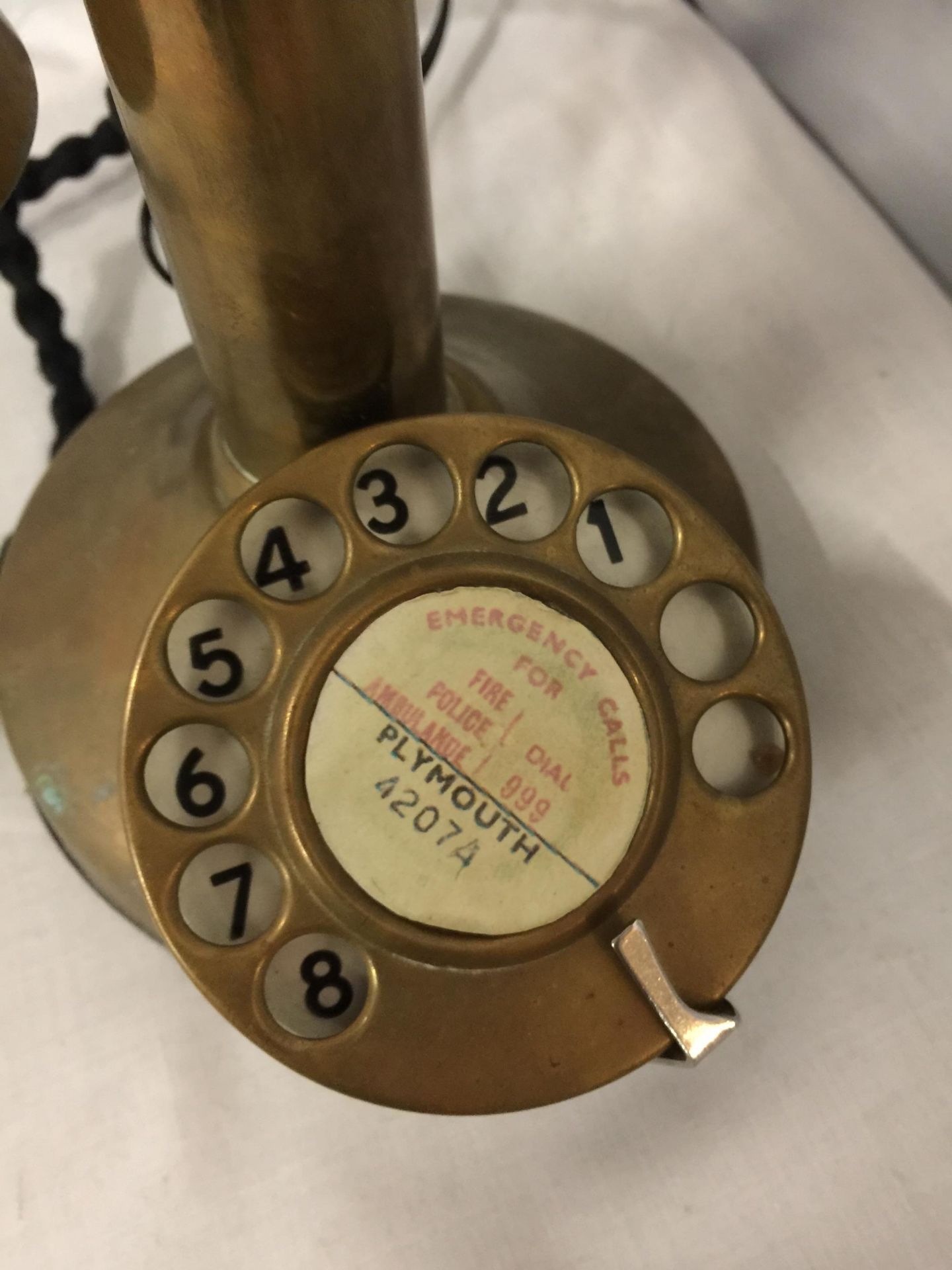 A BRASS CANDLESTICK TELEPHONE - Image 3 of 5