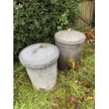 TWO GALVANISED DUST BINS WITH LIDS