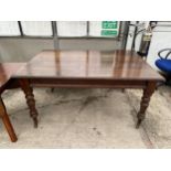 A VICTORIAN MAHOGANY KITCHEN TABLE, 60 X 41"