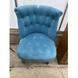 A VICTORIAN STYLE BUTTON BACK BEDROOM CHAIR