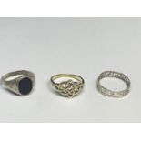 THREE SILVER RINGS TO INCLUDE TEO CELTIC DESIGNS