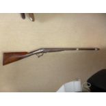 A SIDE BY SIDE PINFIRE SHOTGUN, 76CM BARRELS MARKED BOOTH CONGLETON A/F