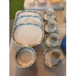 VARIOUS ITEMS OF CROWN ESSEX CAPRI TO INCLUDE CUPS AND SUACERS, SERVING PLATTERS AND BOWLS