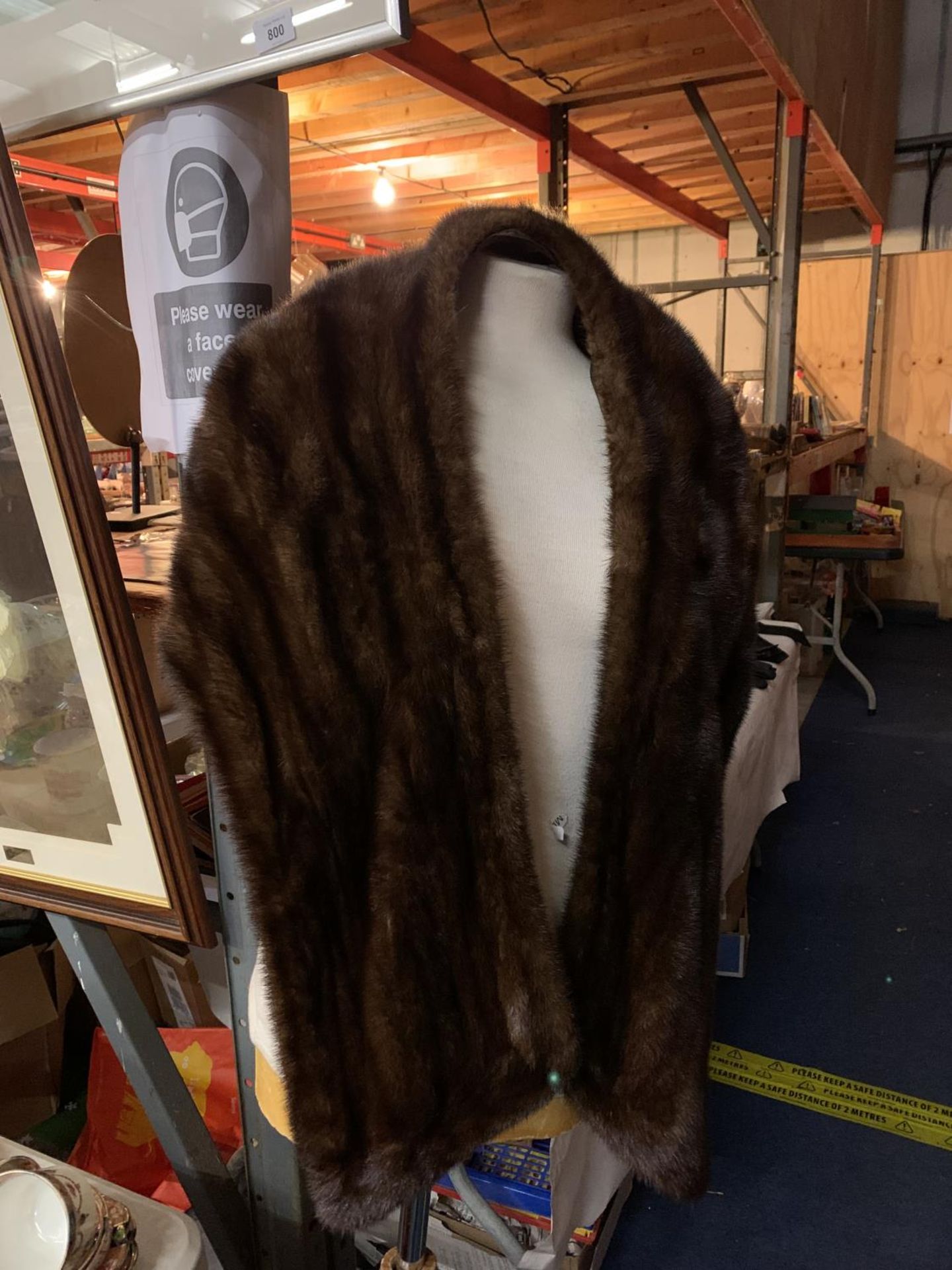 A LADIES MINK SHAWL WITH SLEEVES