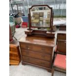 AN EDWARDIAN MAHOGANY DRESSING CHEST, 36" WIDE