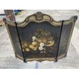 A FLORAL PAINTED THREE DIVISION FIRE SCREEN