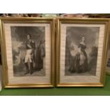 TWO LARGE GILT FRAMED BLACK AND WHITE PRINTS