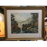 A GILT FRAMED PICTURE 'MILLERS DALE, DERBYSHIRE' SIGNED BY JAMES PRIDDEY