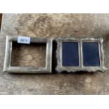 A SILVER TWIN SECTION PHOTO FRAME 12CM X 16CM AND ANOTHER SILVER FRAME