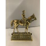 BRASS HORSE AND RIDER DOORSTOP