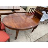 A VICTORIAN STYLE OVAL MAHOGANY WIND-OUT DINING TABLE ON FLUTED TAPERED LEGS, 64 X 41" (LEAF 18")