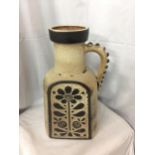 A LARGE CARSTEN WEST GERMANY SINGLE HANDLED STONEWARE VASE, HEIGHT 47CM