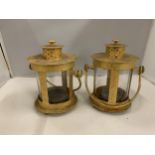 TWO GILDED TEALIGHT LANTERNS