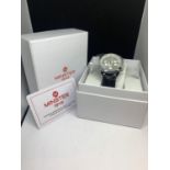 A MINSTER WRIST WATCH WITH PRESENTATION BOX SEEN WORKING BUT NO WARRANTY