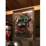 A FRAMED DEALERS PEPSI COLA WALL MIRROR