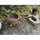 A LARGE VINTAGE HEAVY METAL COOKING PAN