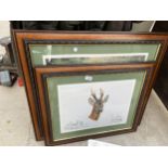 TWO FRAMED WILDLIFE PRINTS OF DEER