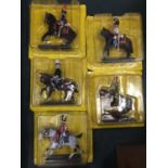 FIVE BOXED HANDPAINTED DEL PRADO FIGURES OF NAPOLEONIC WAR CAVALRY