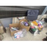 A LARGE ASSORTMENT OF KNITTING ITEMS TO INCLUDE YARN, WOOL AND NEEDLES ETC