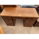 A 19TH CENTURY MAHOGANY TWIN PEDESTAL DESK, 49.5 X 21"