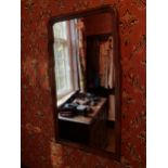 A MAHOGANY FRAMED WALL MIRROR H - 69CM AND A CHRISTOPHER CURTIS PRINT