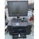 A TEVION 19" TELEVISION AND A CANON PRINTER