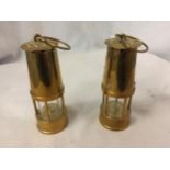 TWO MINI BRASS MINERS LAMPS