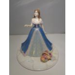 A COALPORT 'ROSE TERRACE' FIGURE 26CM TALL (A/F; MISSING THE JARDINAIRE AND FLOWERS THAT THE HAND IS