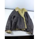 A MID 20TH CENTURY BRITISH SHEEPSKIN FLYING JACKET, SIZE M