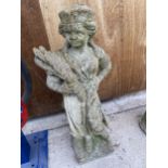 A RECONSTITUTED STONE FIGURE OF A YOUNG GIRL (H:75CM)