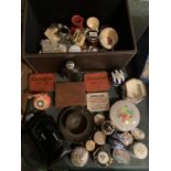 A LARGE AMOUNT OF BOXED TRINKET BOXES, VINTAGE TINS, ETC