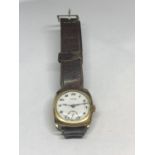 A VINTAGE CYMA GOLD PLATED WRIST WATCH SEEN WORKING BUT NO WARRANTY