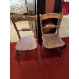 TWO ELM SEATED COUNTRY KITCHEN CHAIRS