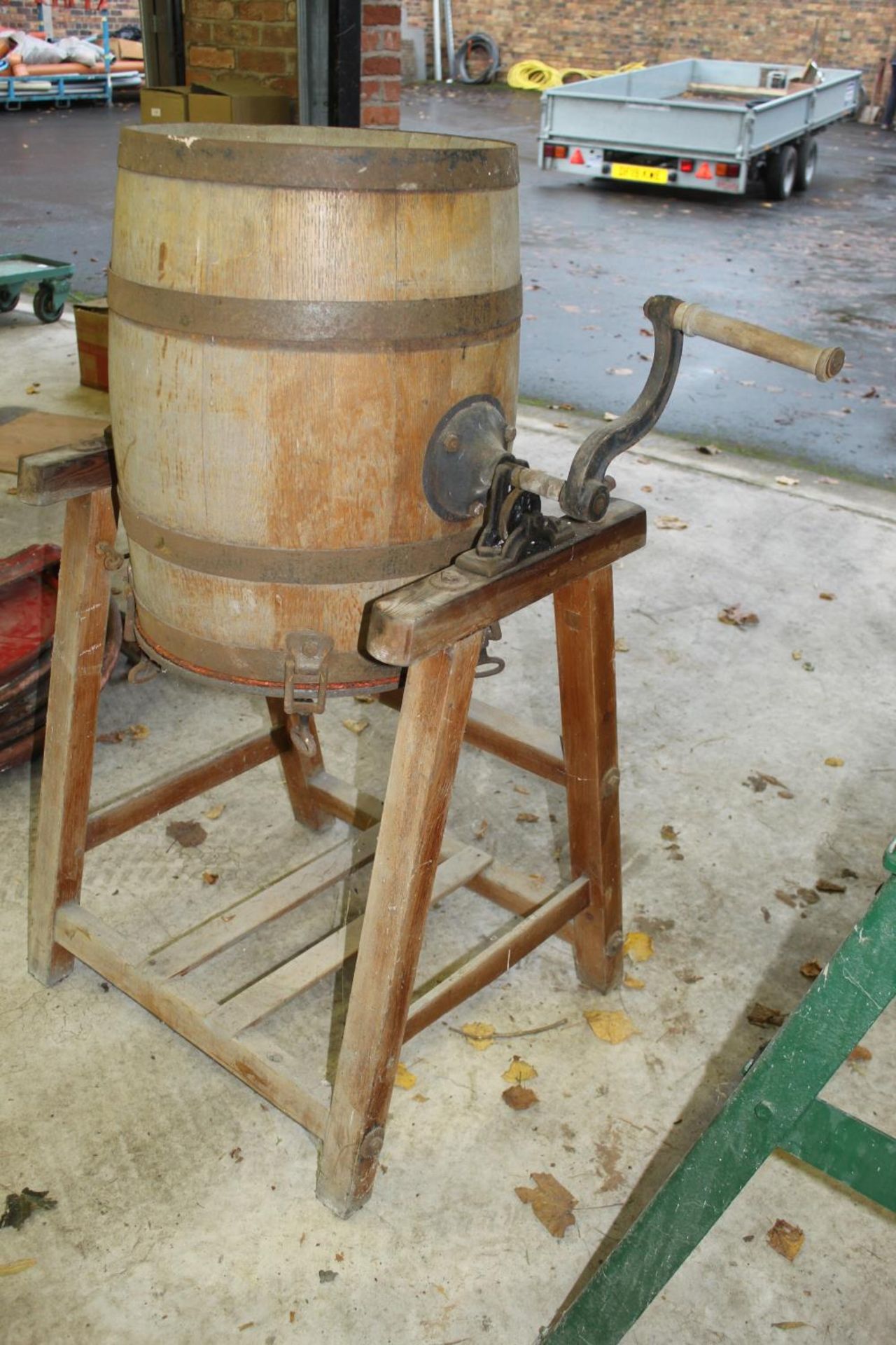 A VINTAGE WOODEN BUTTER CHURN - Image 2 of 2