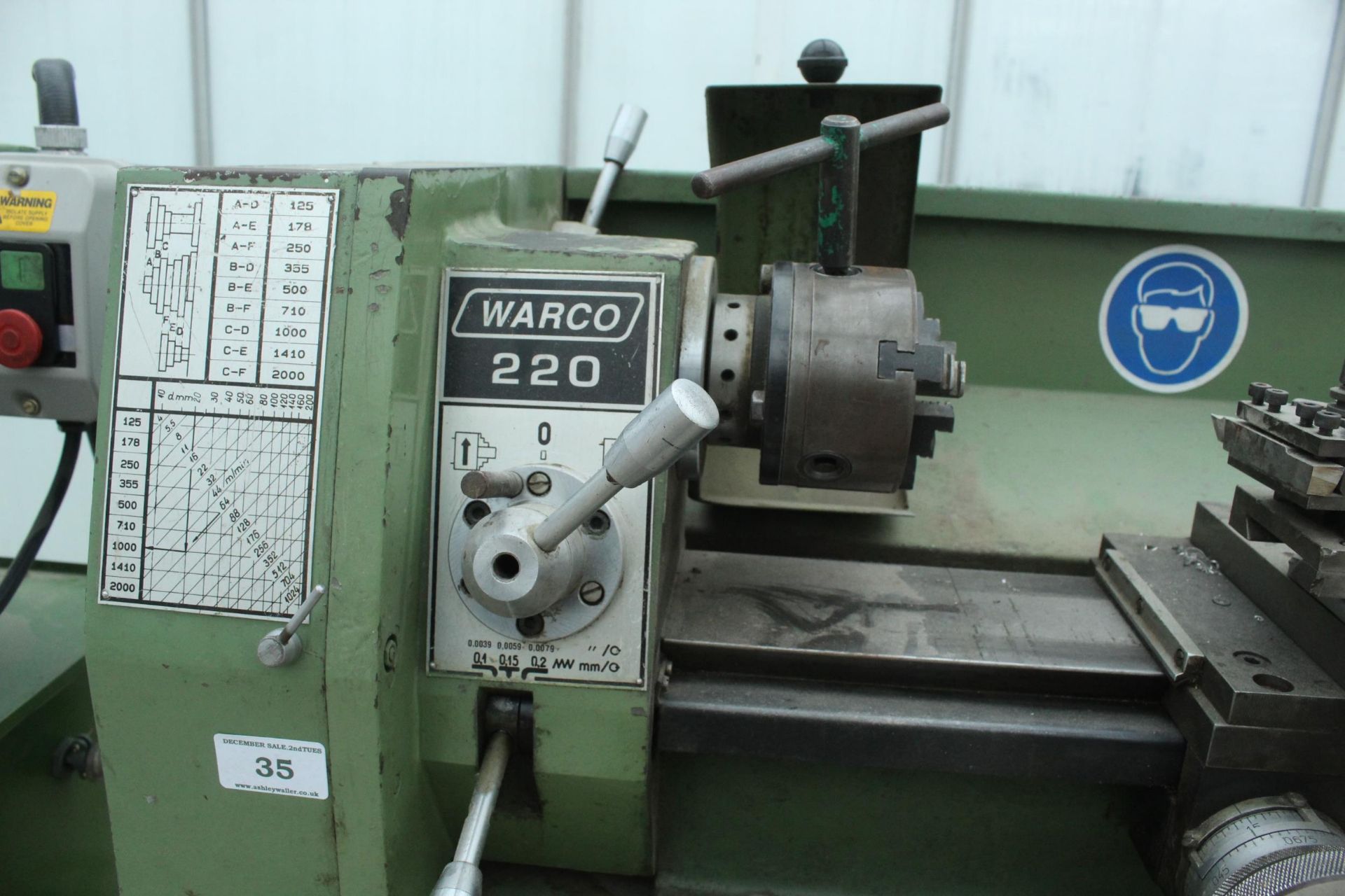 WARCO 220 LATHE 3 PHASE NO VAT - Bild 3 aus 3