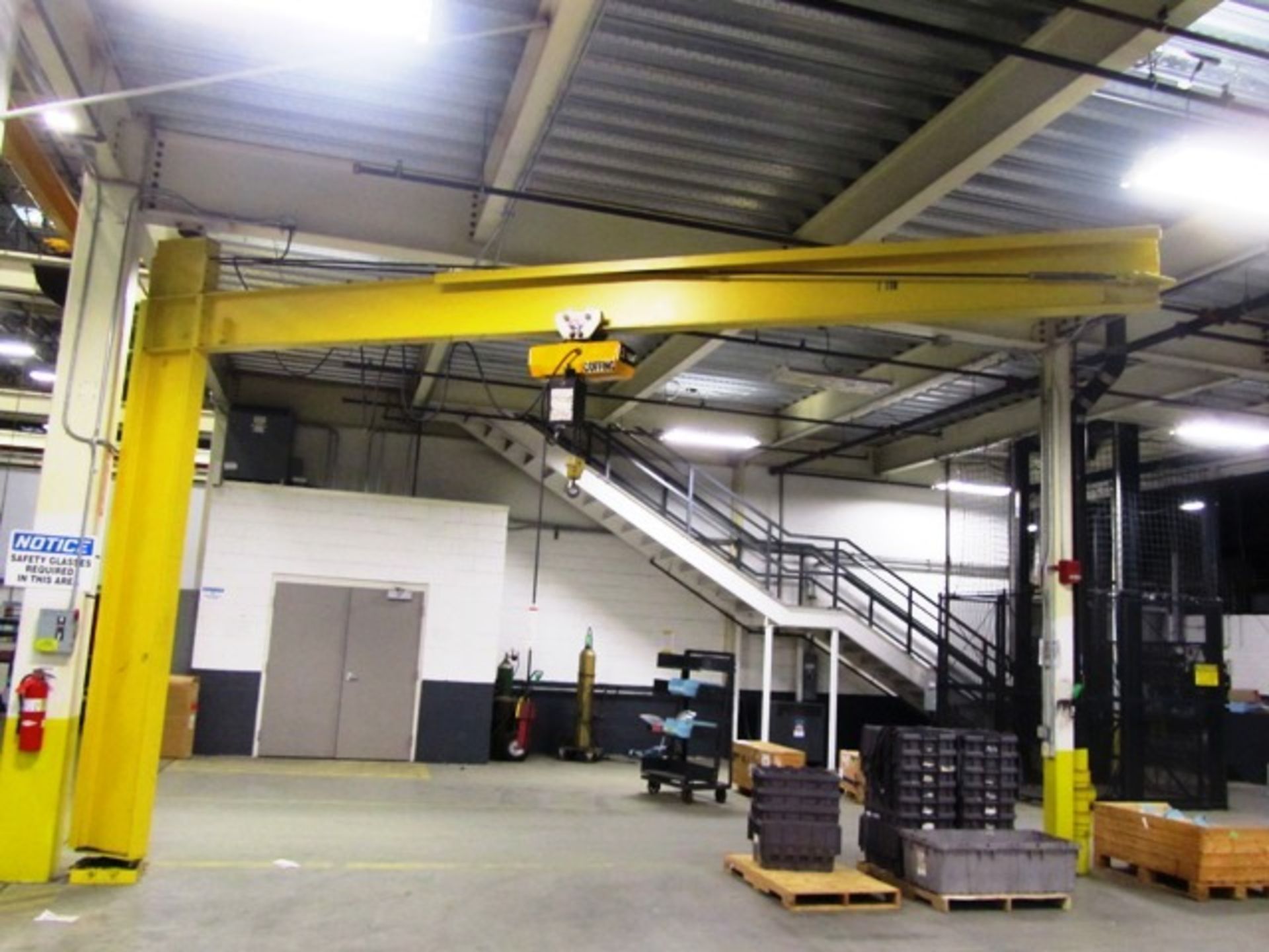Free Standing 360 Degree Floor / Ceiling Mounted Jib Crane with Coffing 2 Ton Electric Hoist