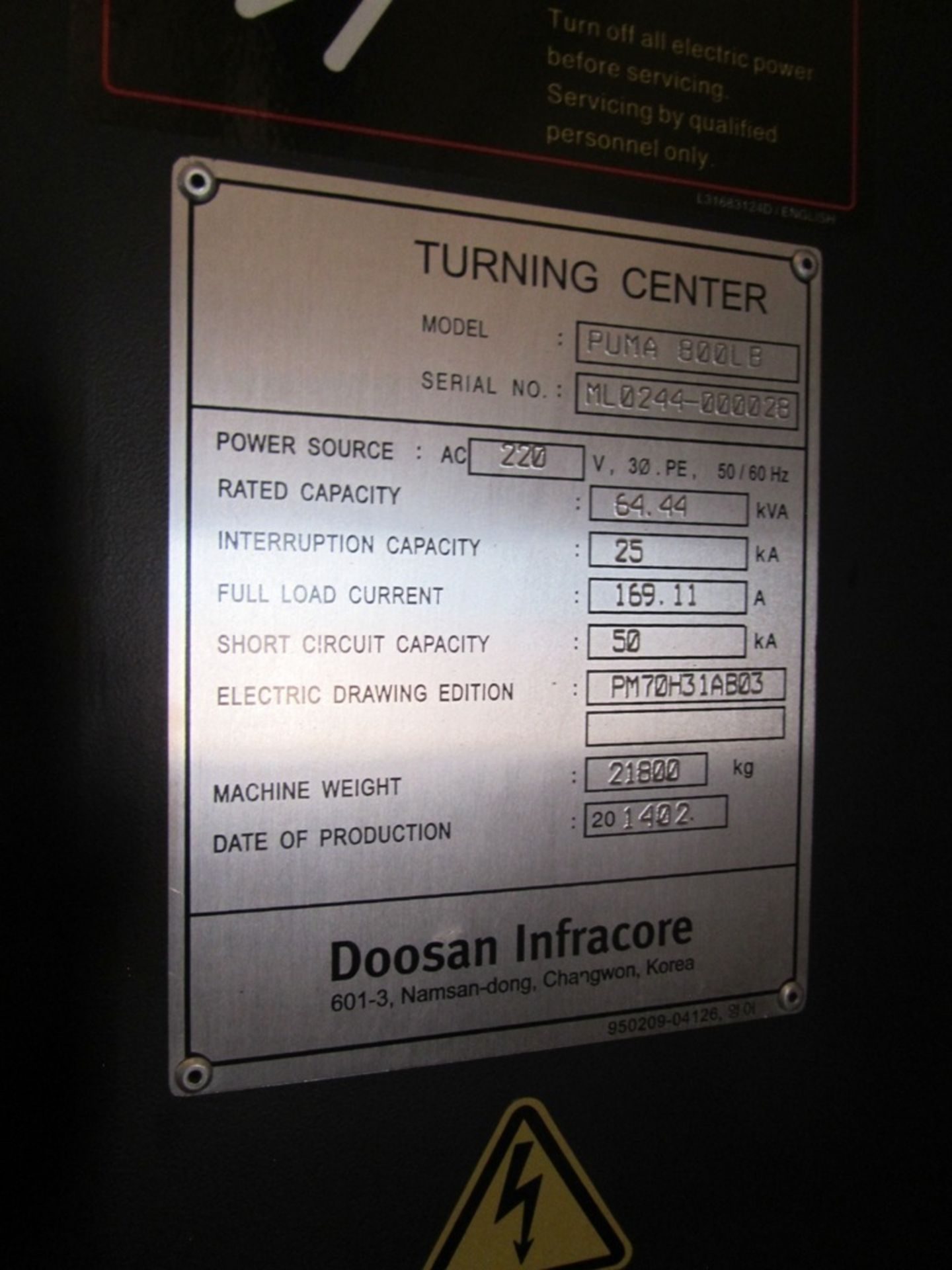 Doosan Puma 800LB Large Capacity CNC Turning Center - Image 8 of 11